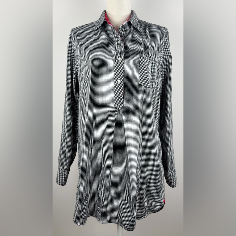 Vintage Victoria’s Secret Black Gingham Flannel Sleep Shirt Nightshirt Nightgown